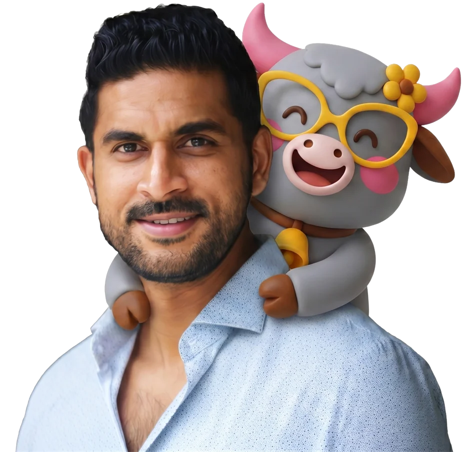 Manish Kankaria, founder of Bombay Kulfi Ice Creams, with Gulabo on his shoulder